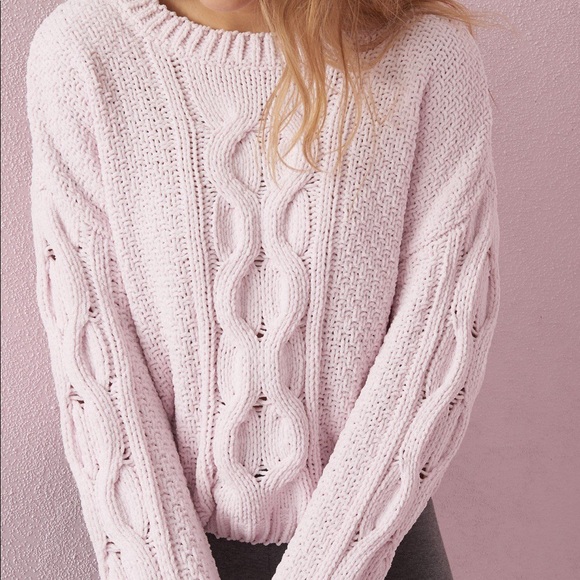 GARAGE Soft Chenille Blush Pink Boxy Sweater